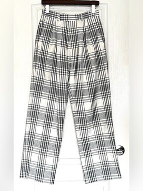 ASOS Design Grey Plaid Wide Leg Trousers W30 L30 Pleated Smart Casual Pants